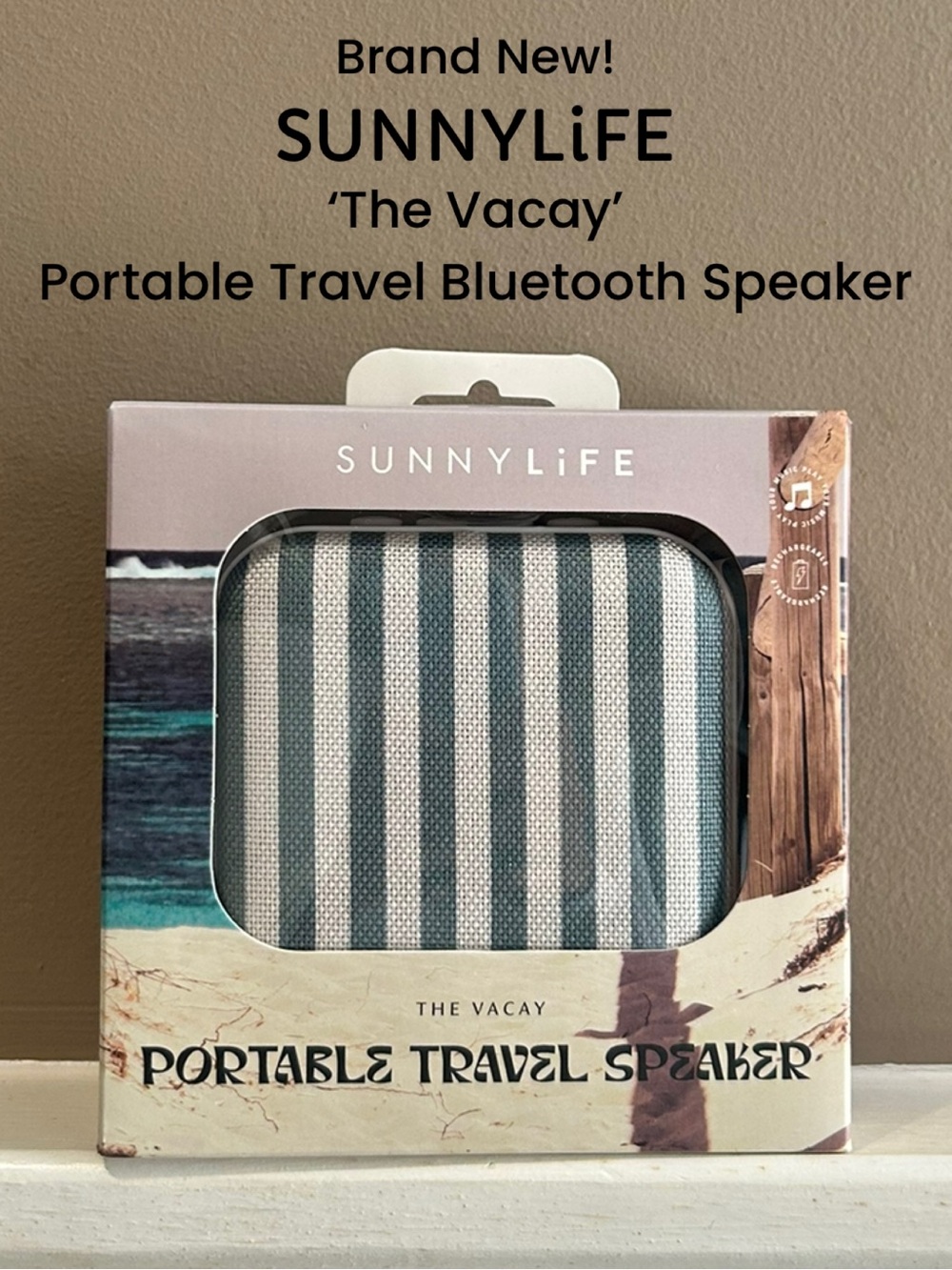 NWT SUNNYLIFE ‘The Vacay’ Portable Travel Bluetooth Speaker